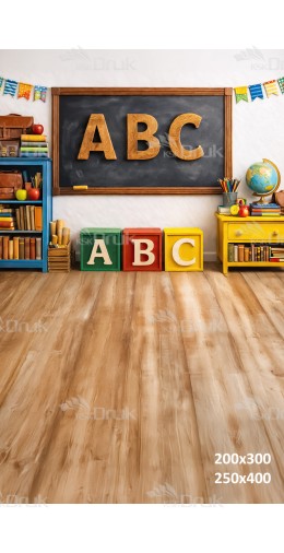 Tło fotograficzne „Drewniane ABC – Klasyczna Klasa Szkolna” | 3949